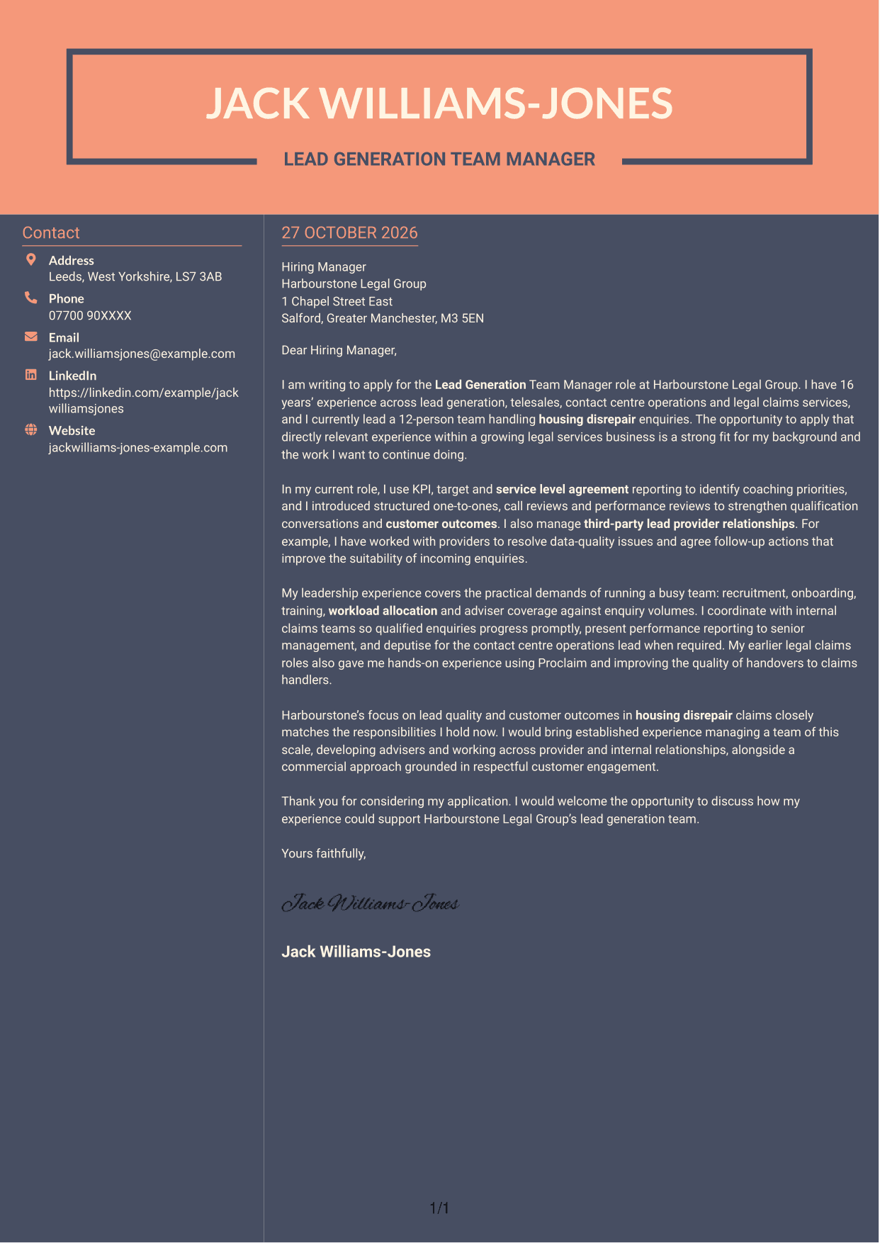 Cover letter example — page 1