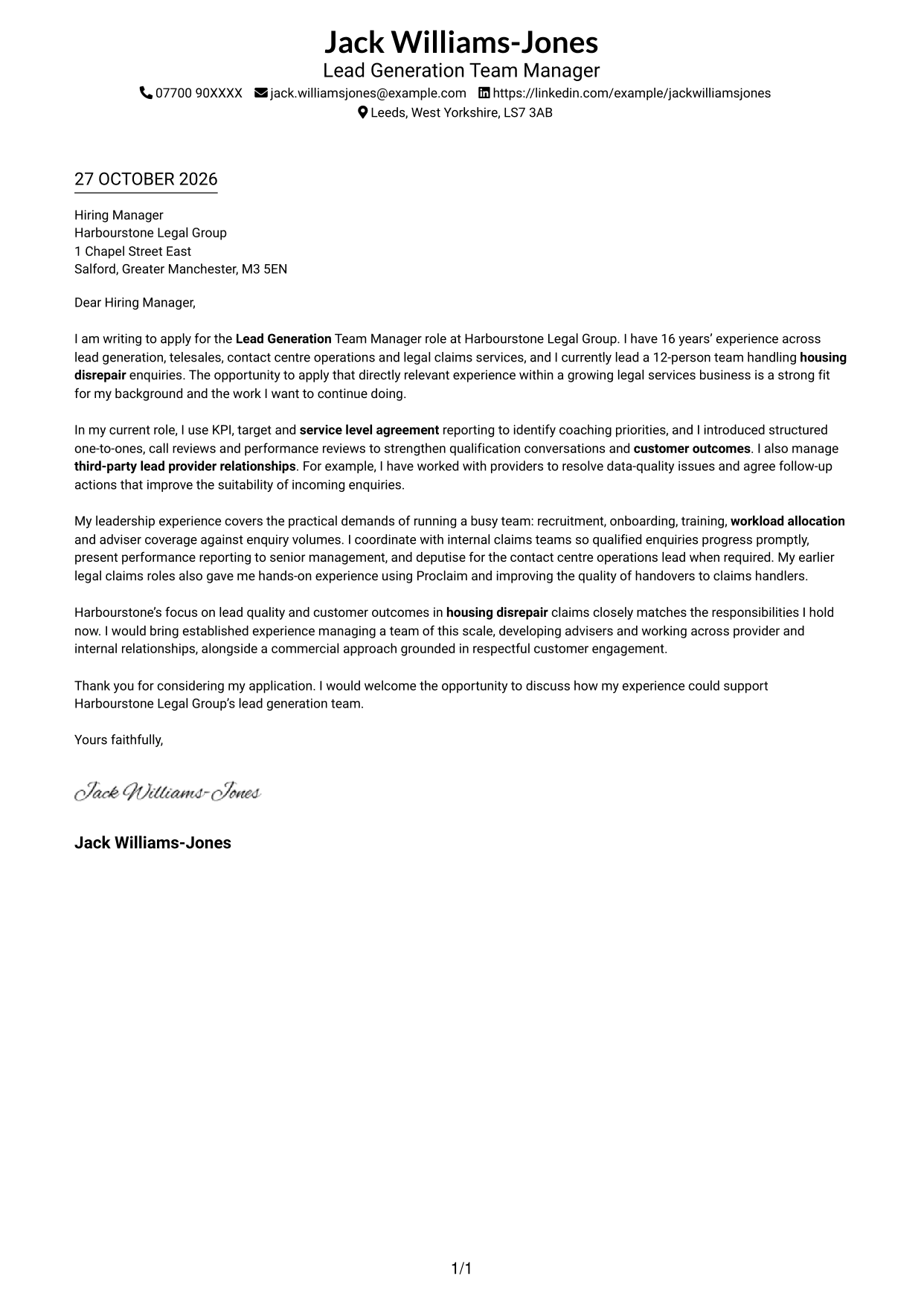 Cover letter example — page 1