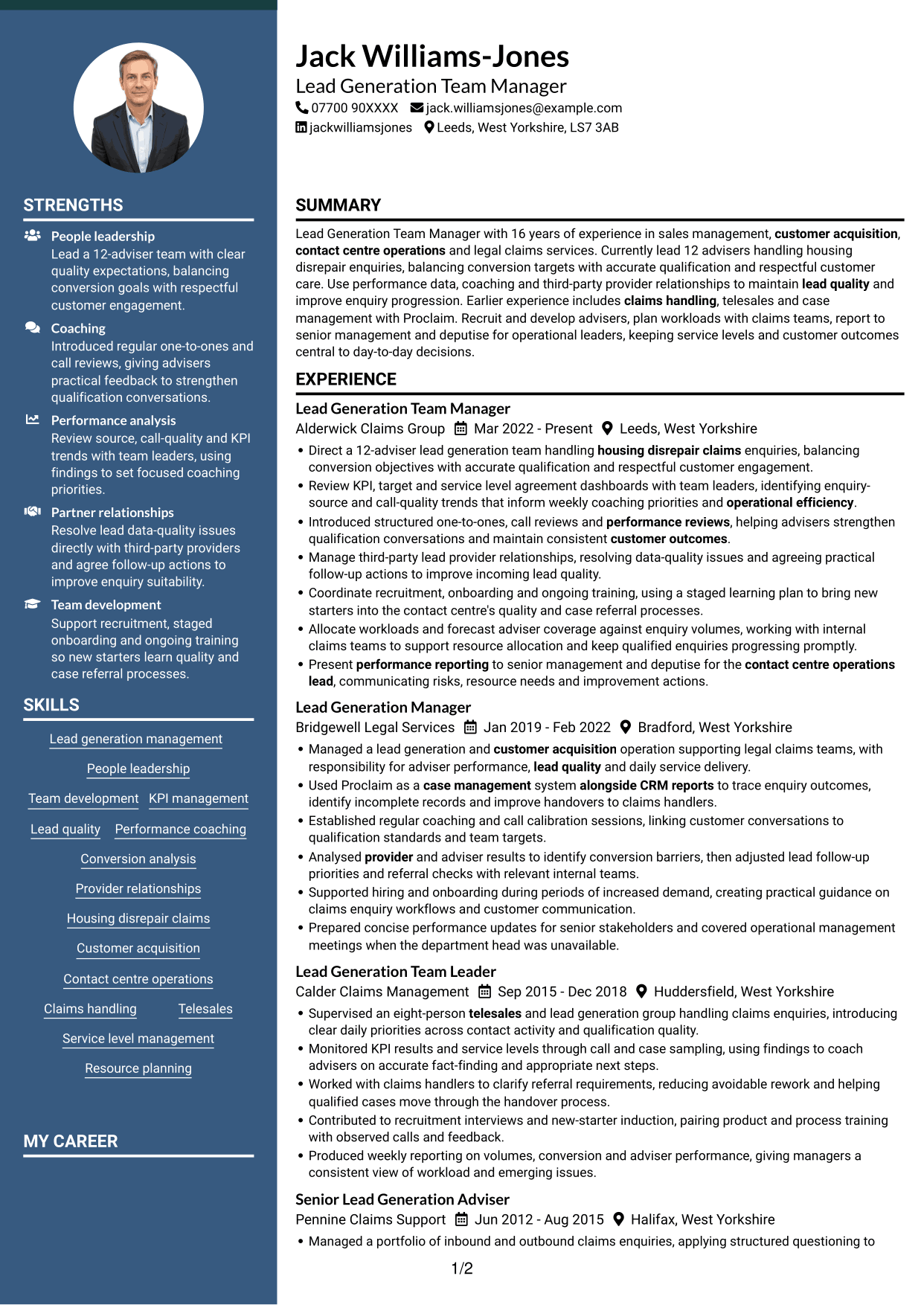 CV example — page 1