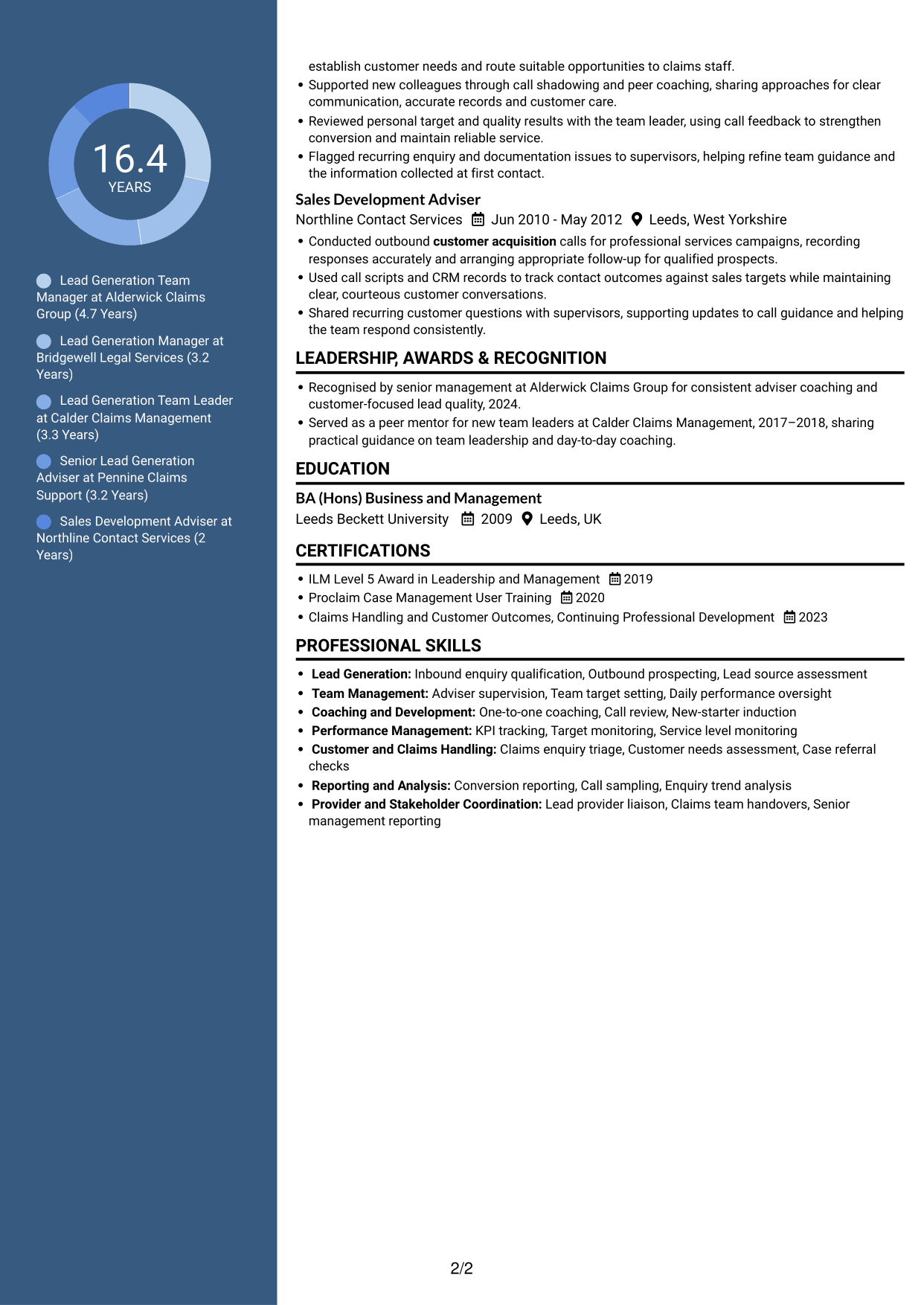 CV example — page 2