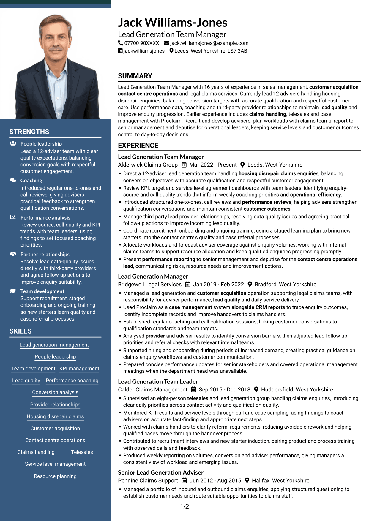 CV example — page 1