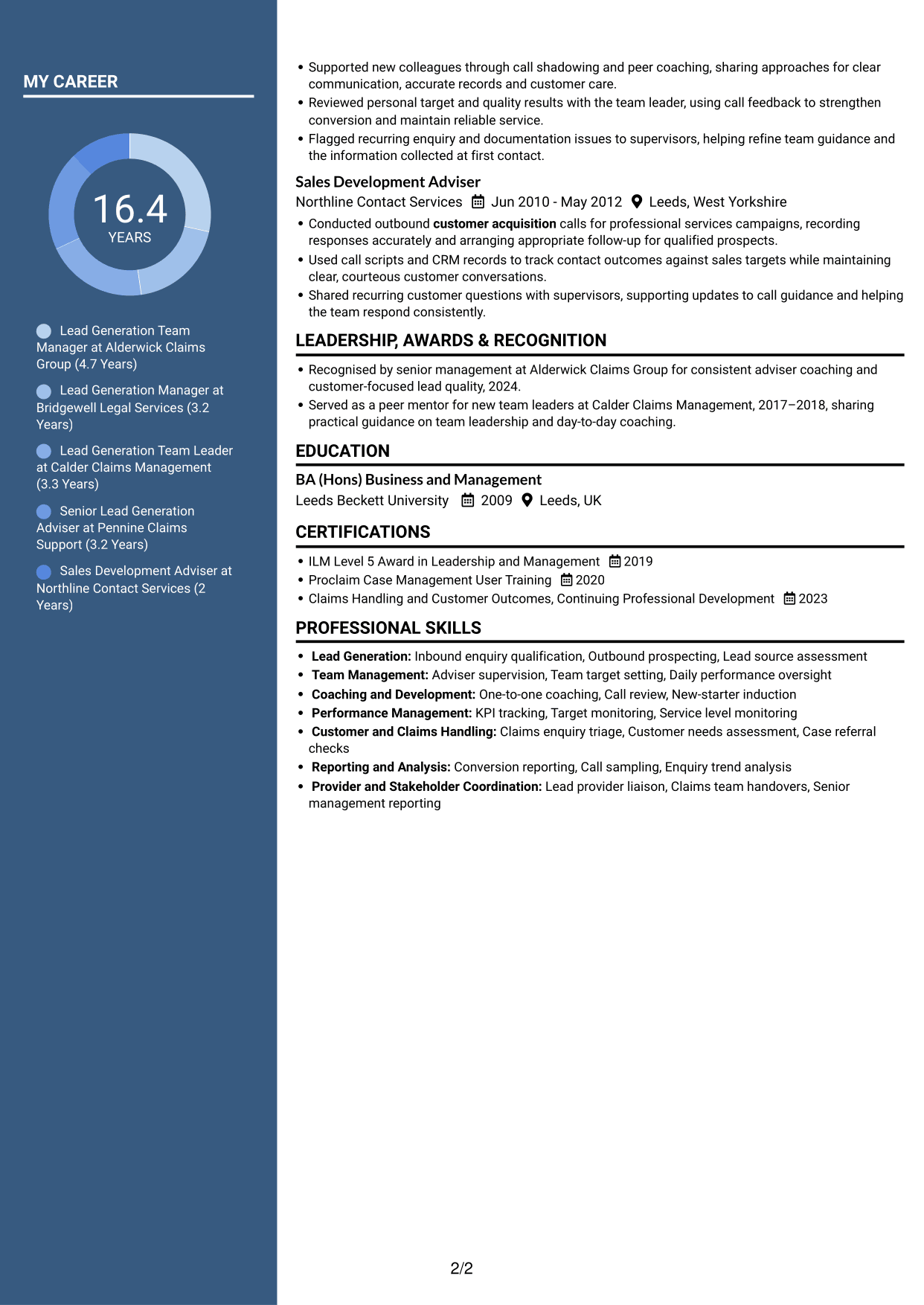 CV example — page 2