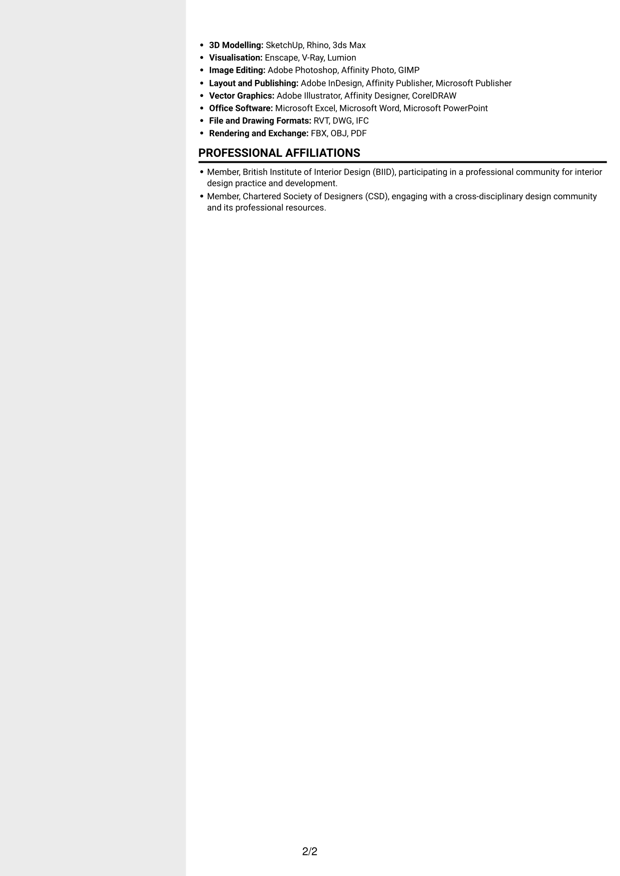 CV example — page 2