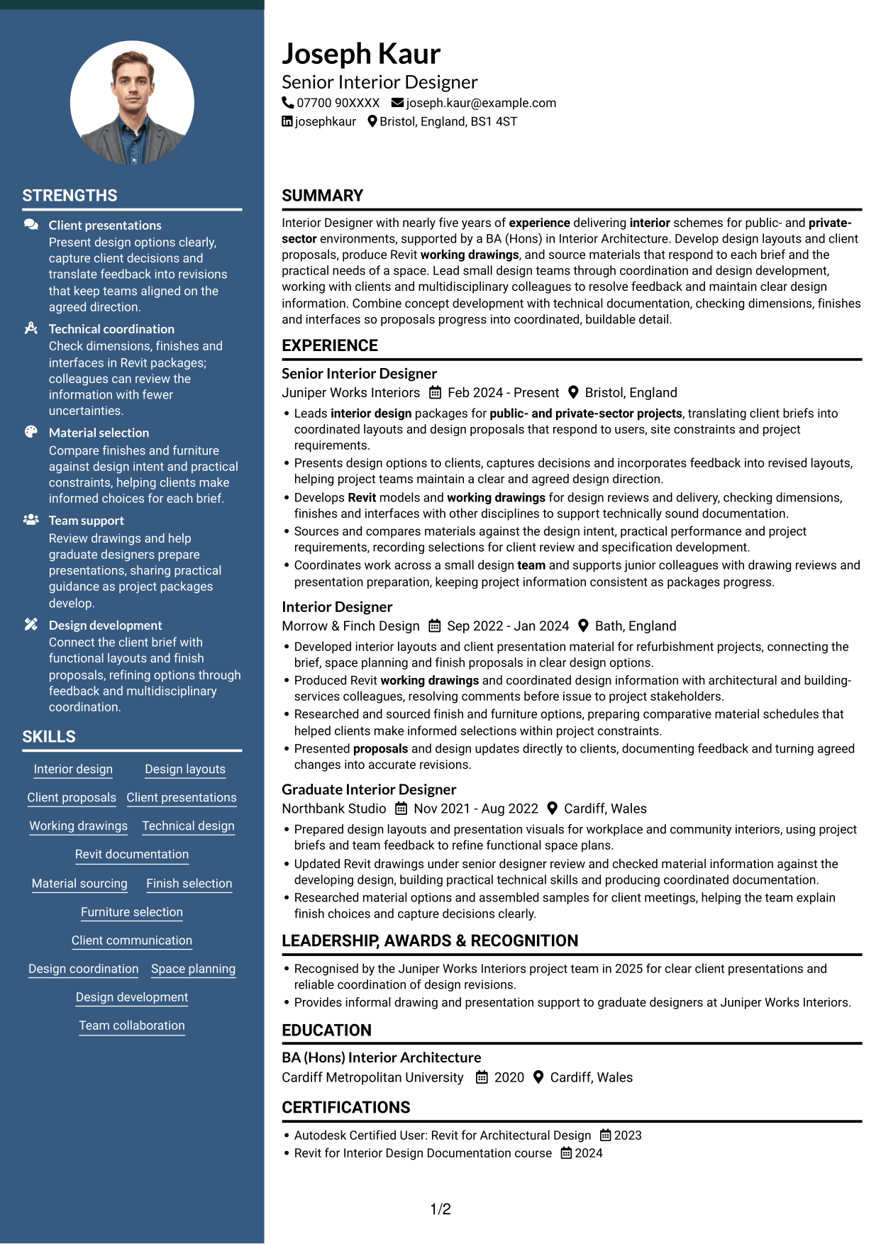 CV example — page 1