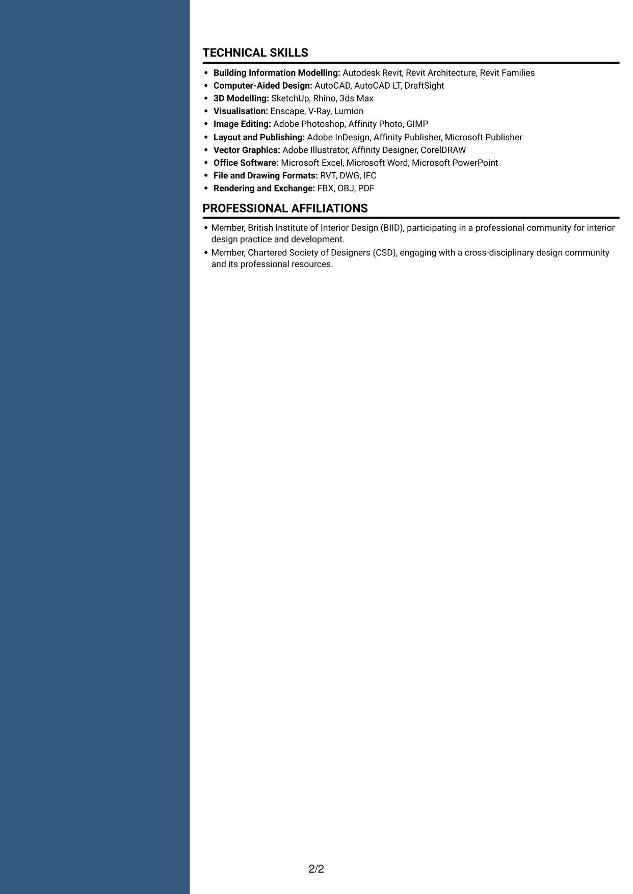 CV example — page 2