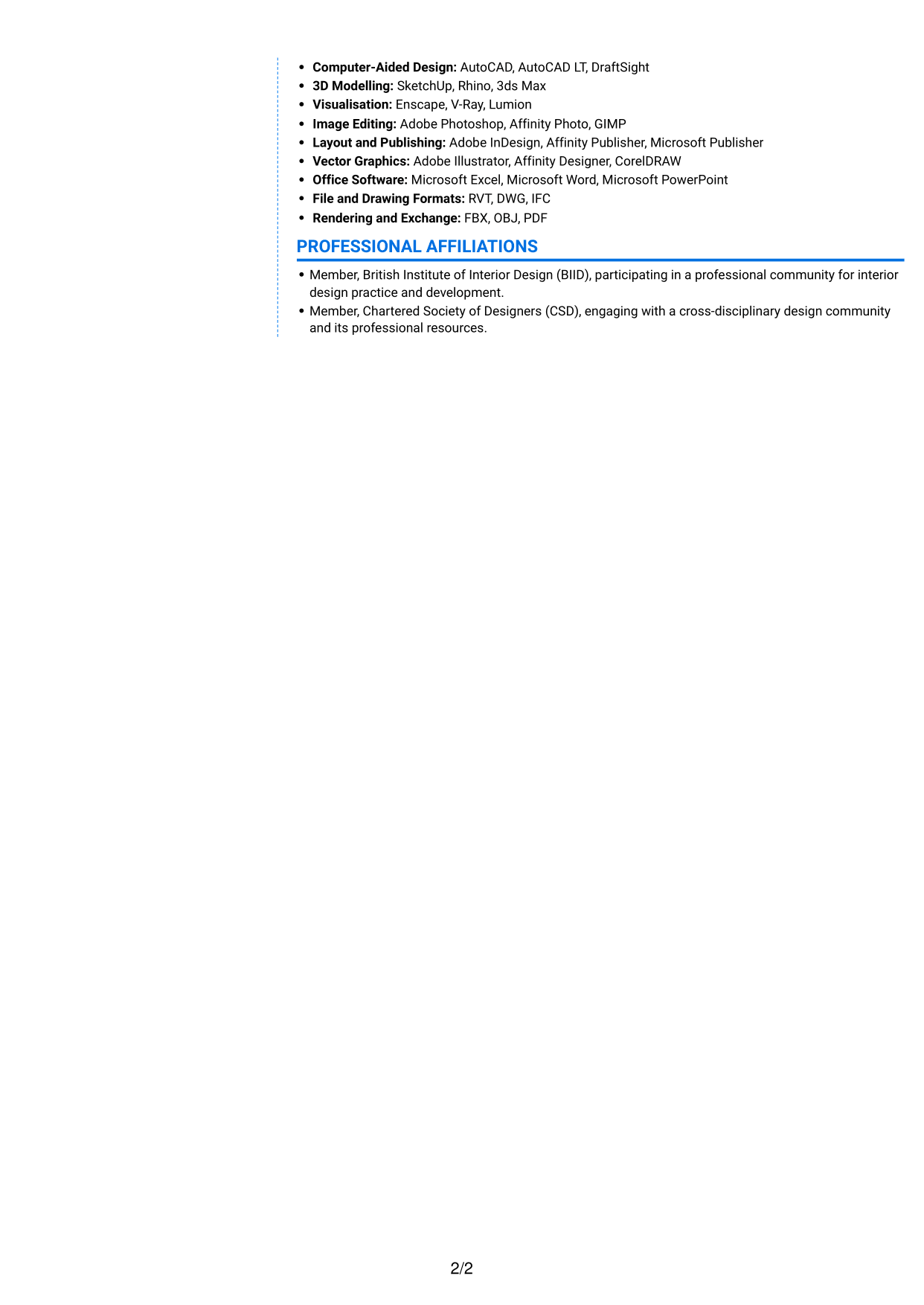 CV example — page 2