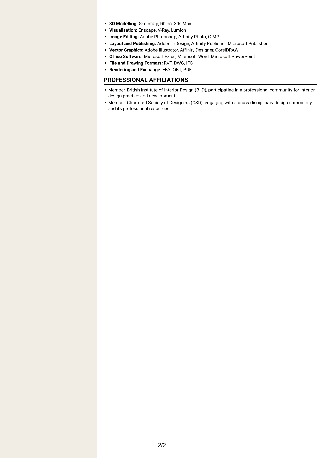 CV example — page 2