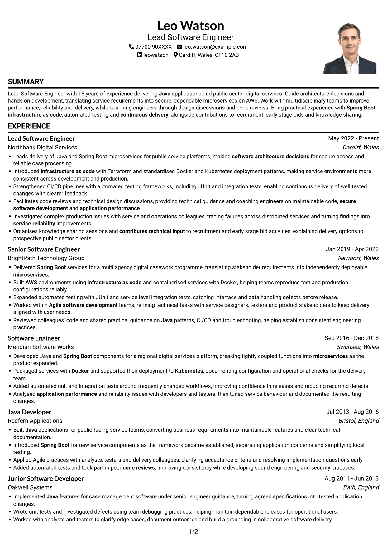 CV example — page 1