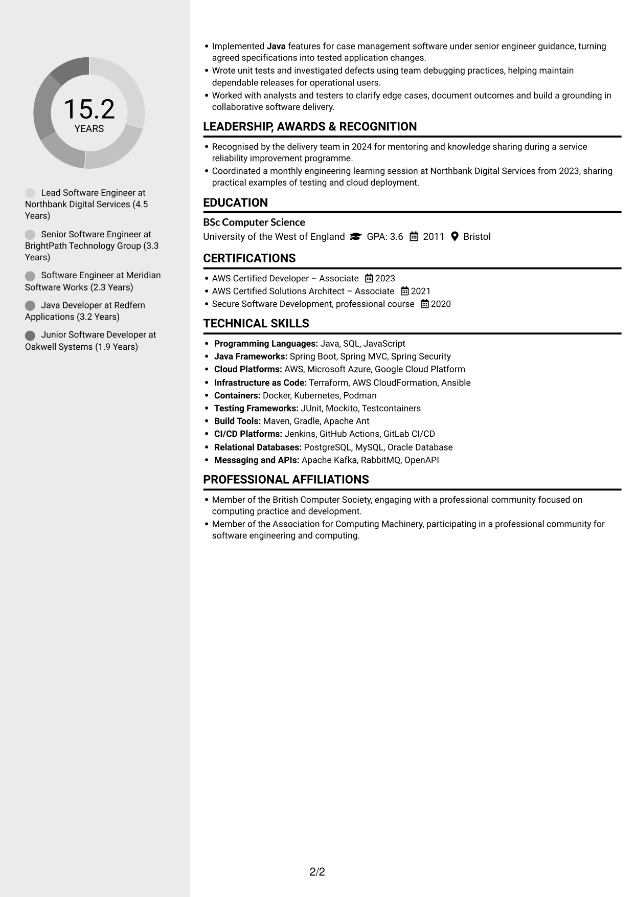 CV example — page 2