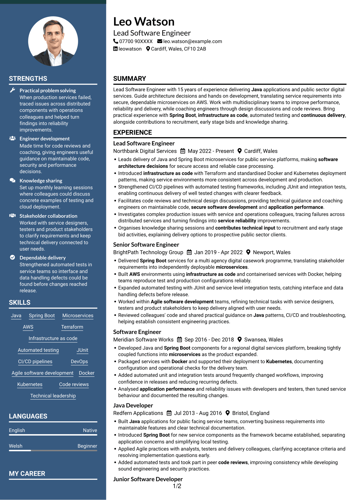 CV example — page 1