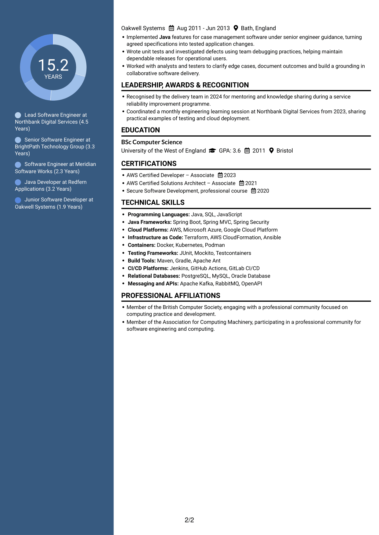 CV example — page 2