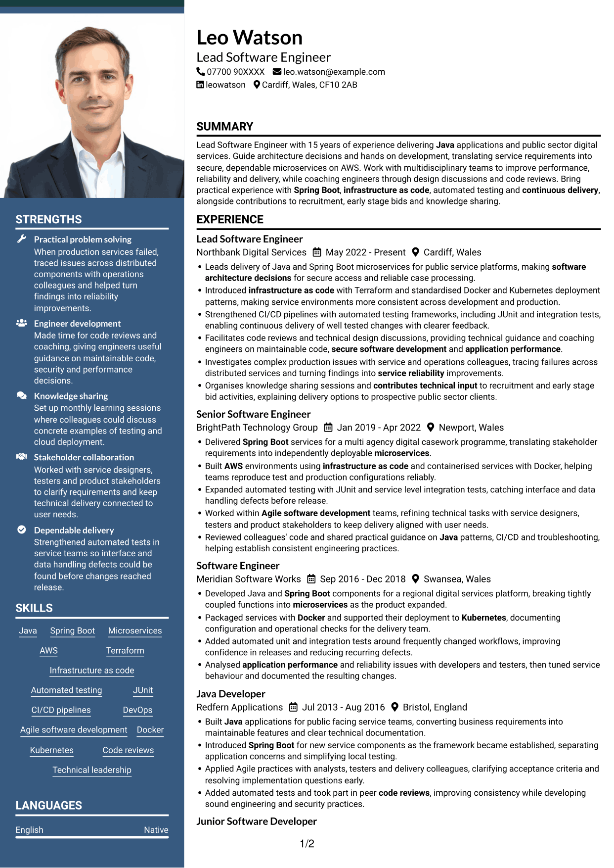 CV example — page 1