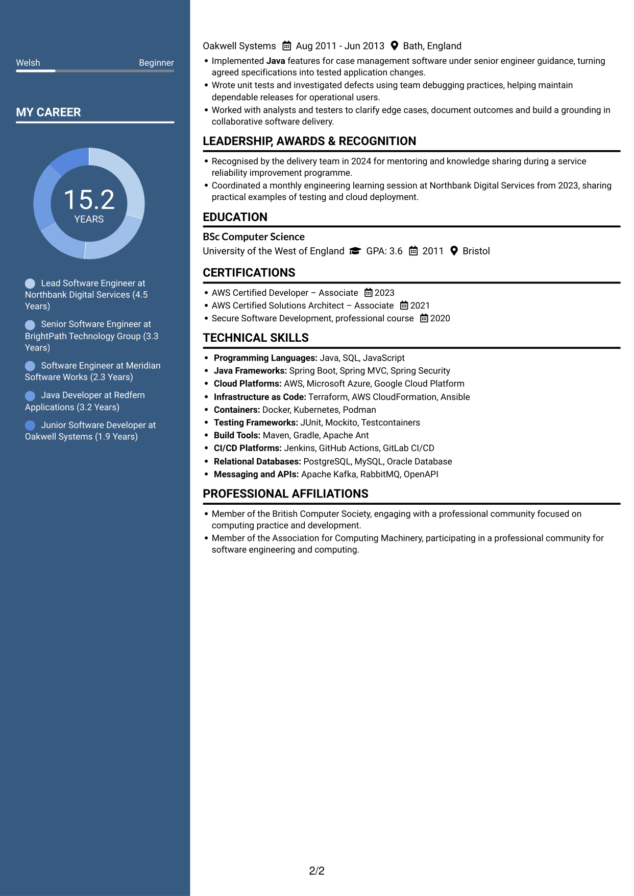 CV example — page 2