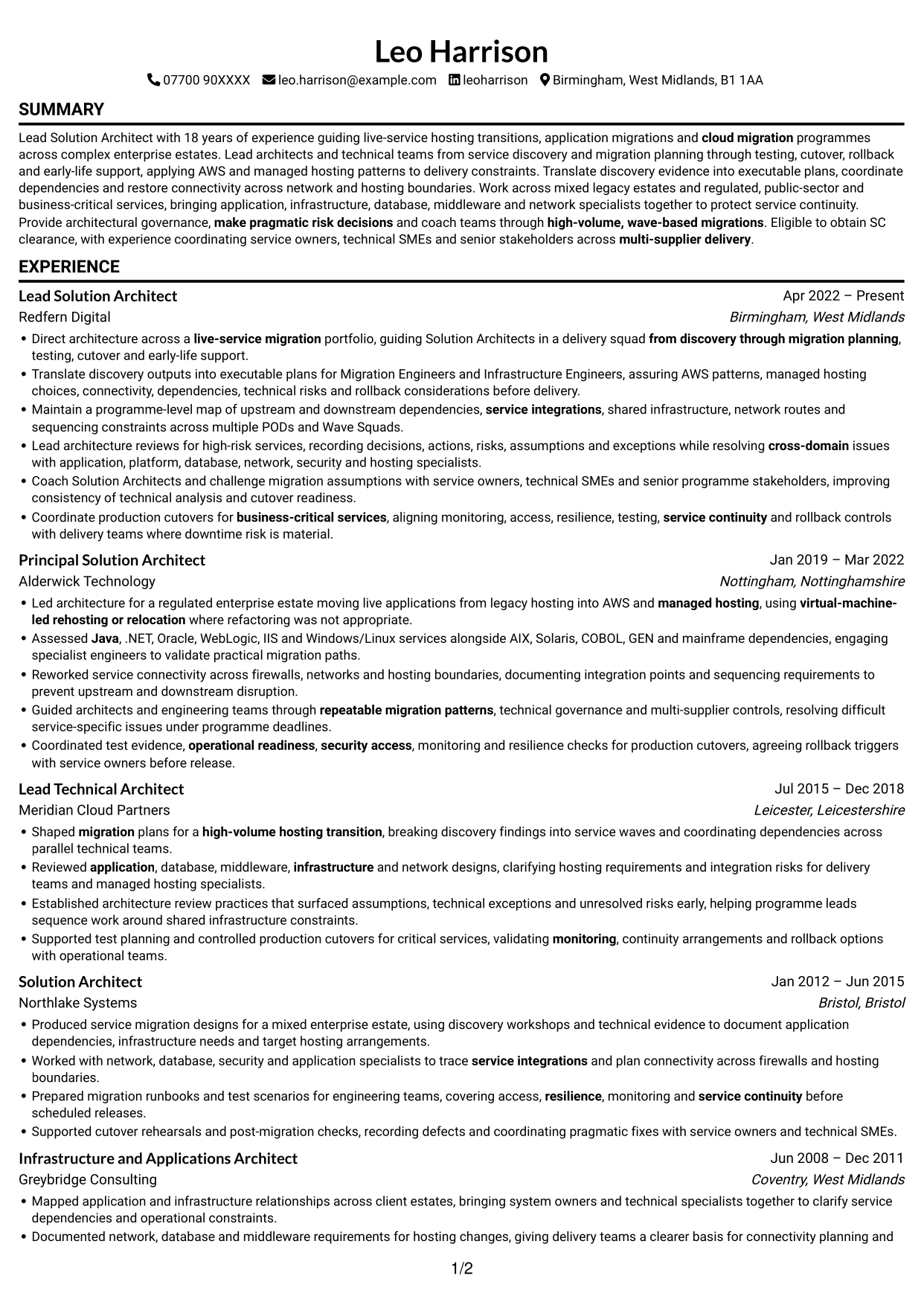 CV example — page 1