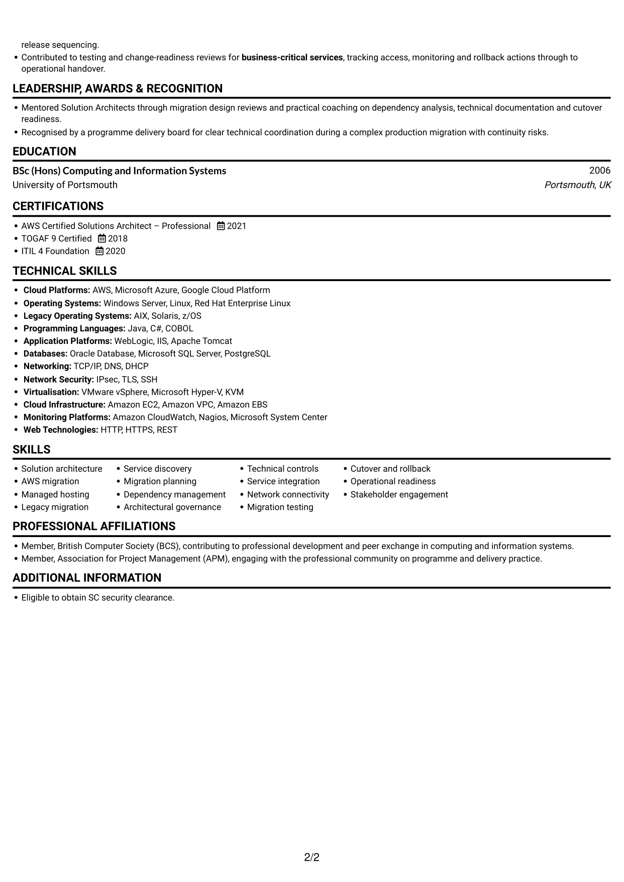 CV example — page 2