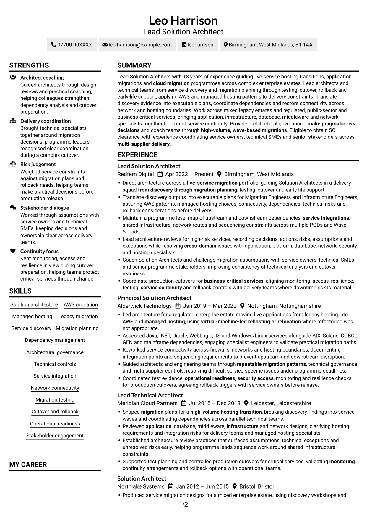 CV example — page 1