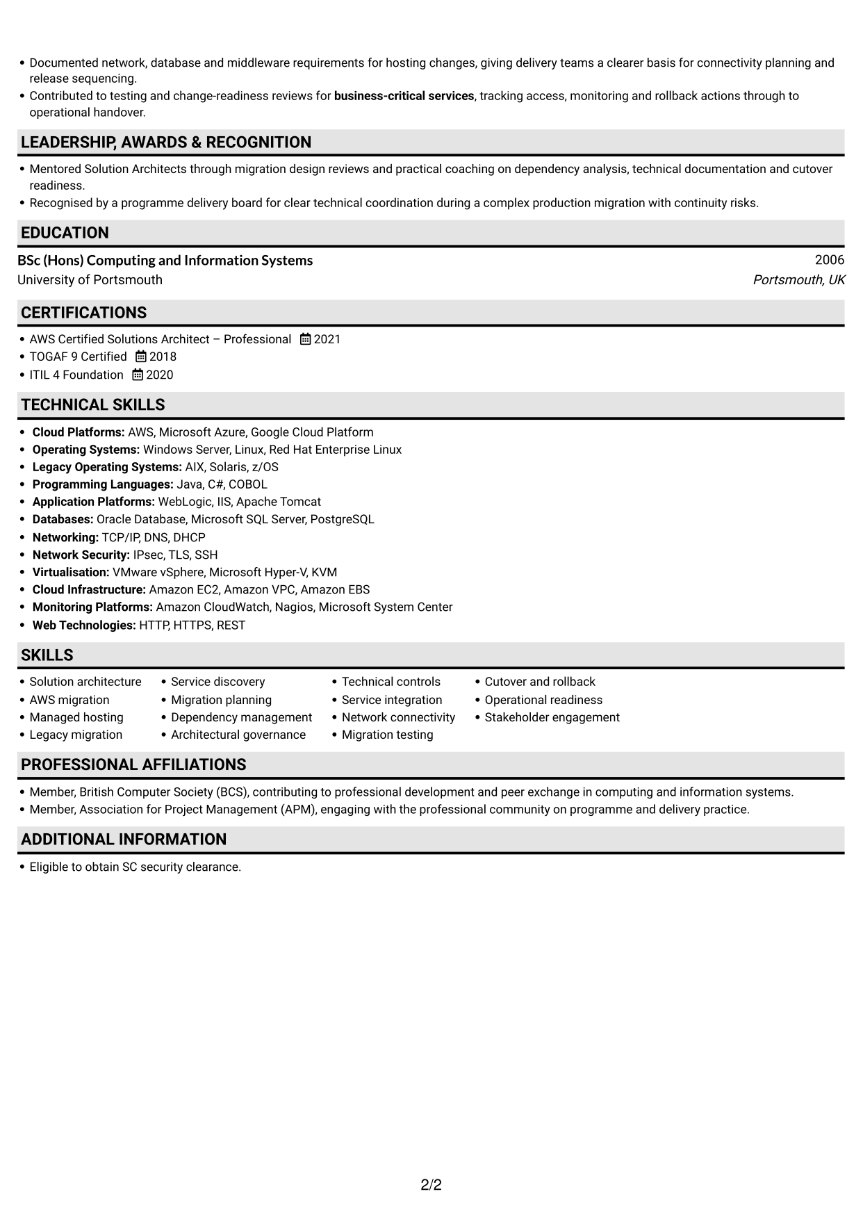 CV example — page 2