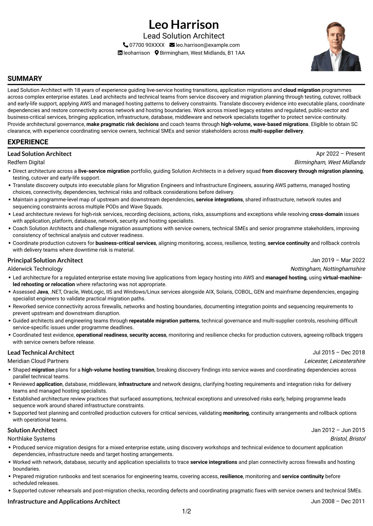 CV example — page 1