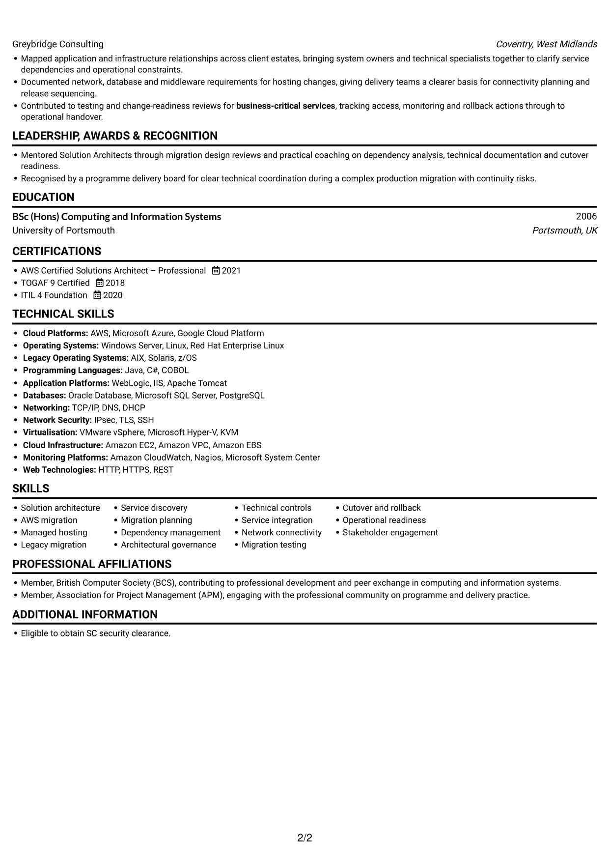 CV example — page 2