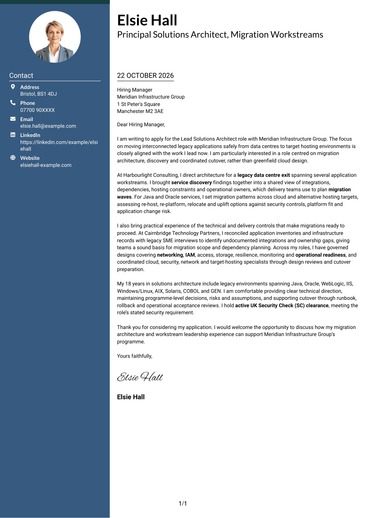 Cover letter example — page 1