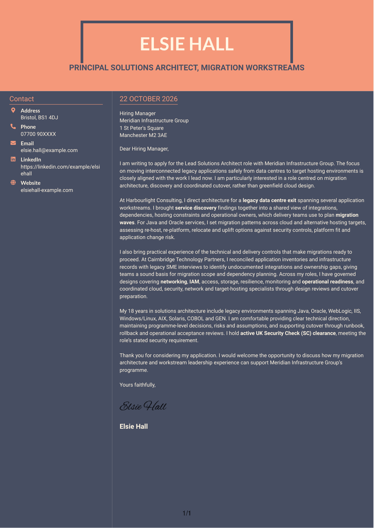 Cover letter example — page 1
