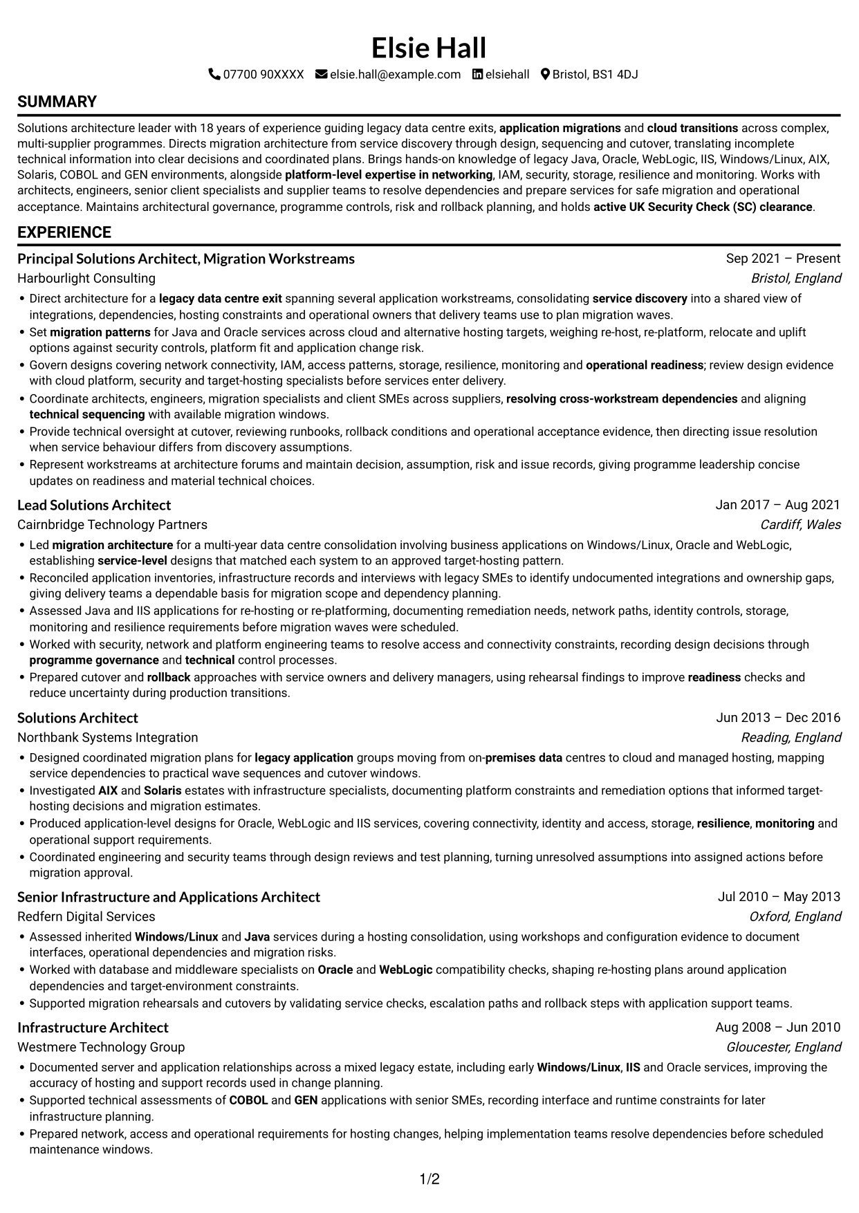 CV example — page 1
