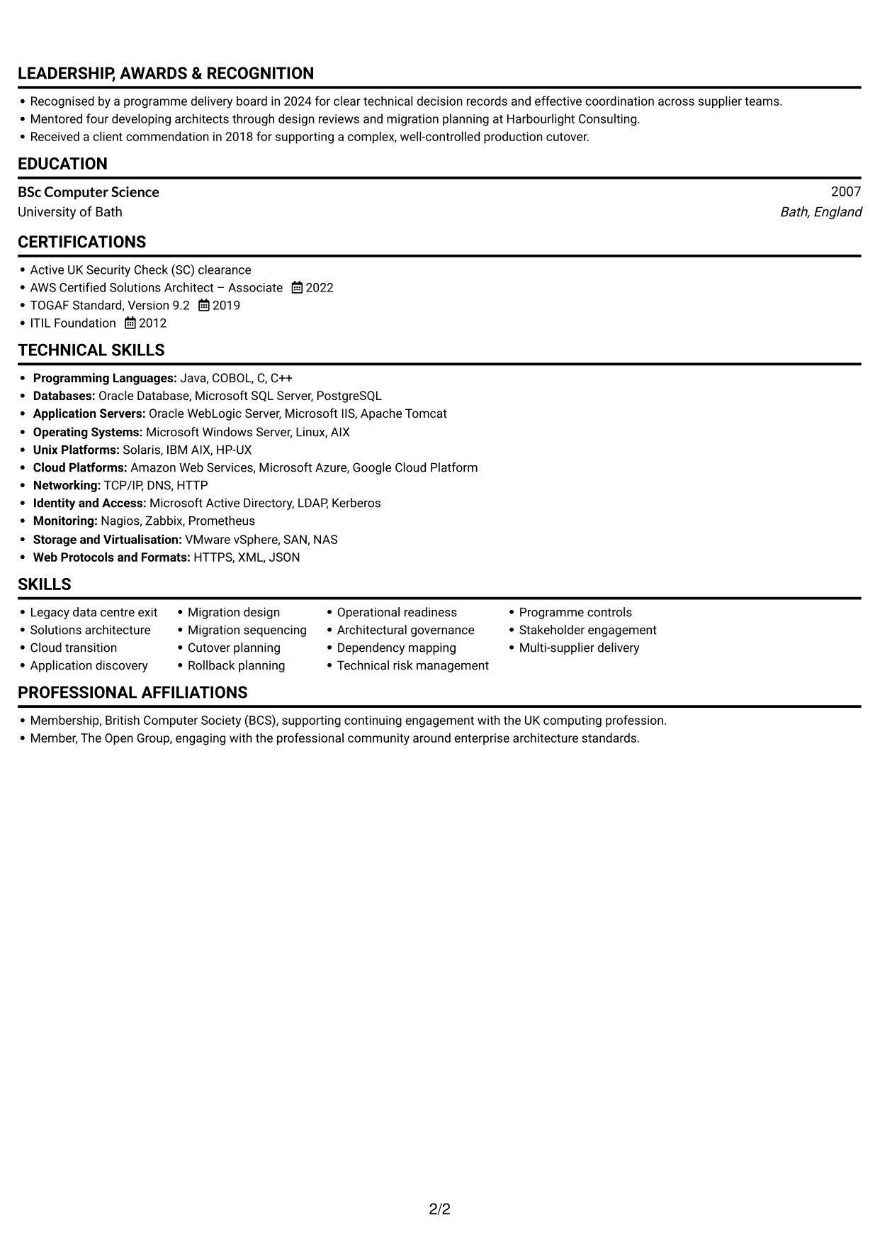 CV example — page 2