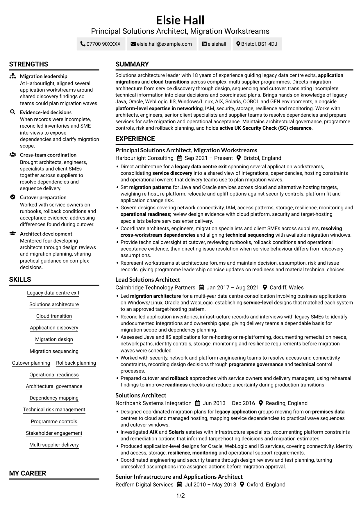 CV example — page 1