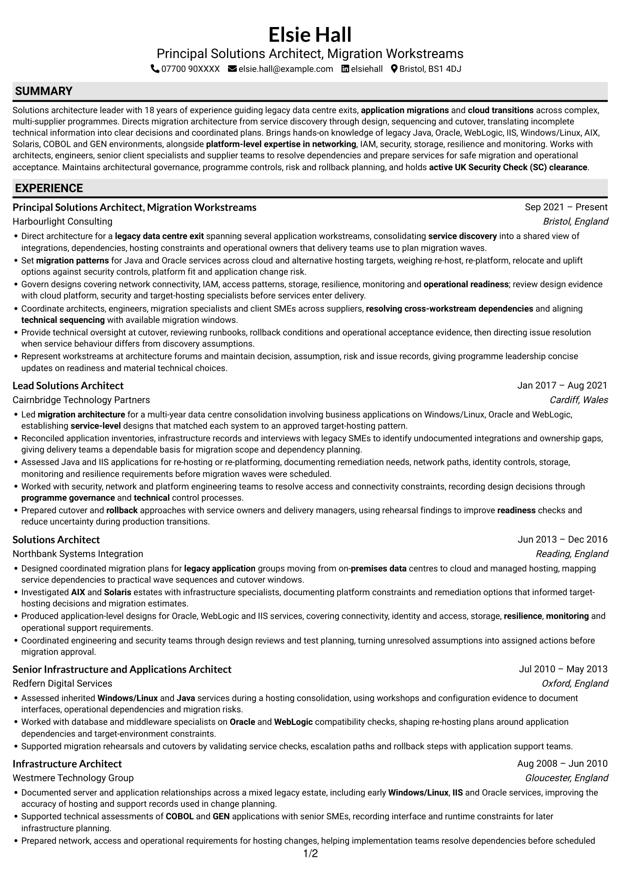 CV example — page 1