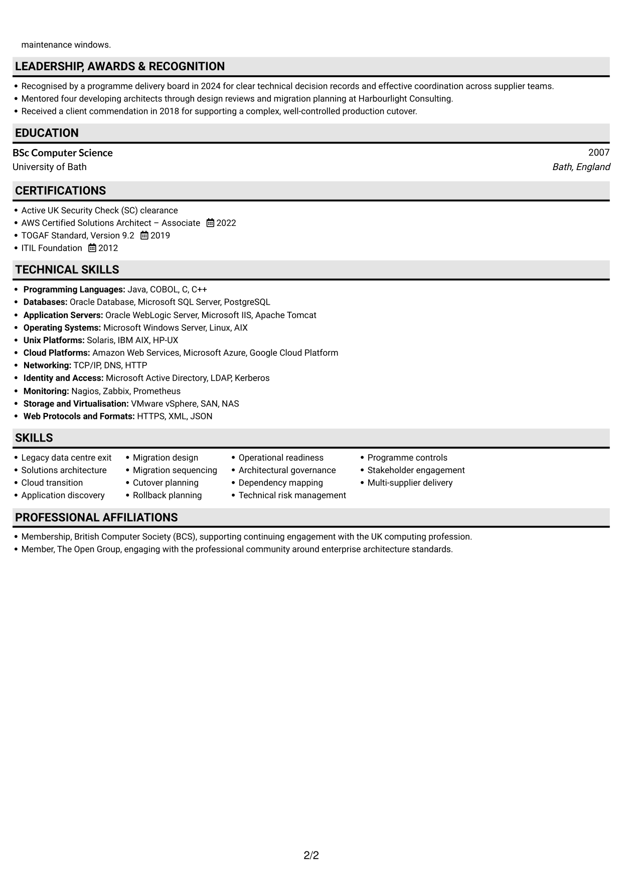 CV example — page 2