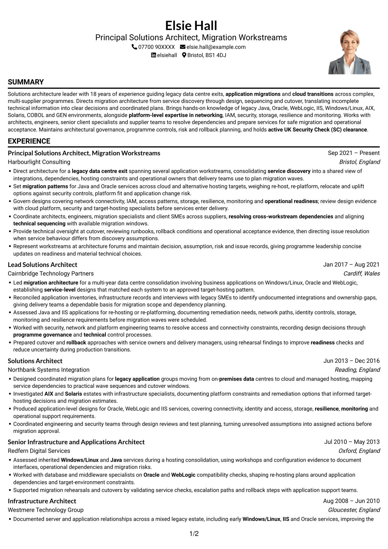 CV example — page 1