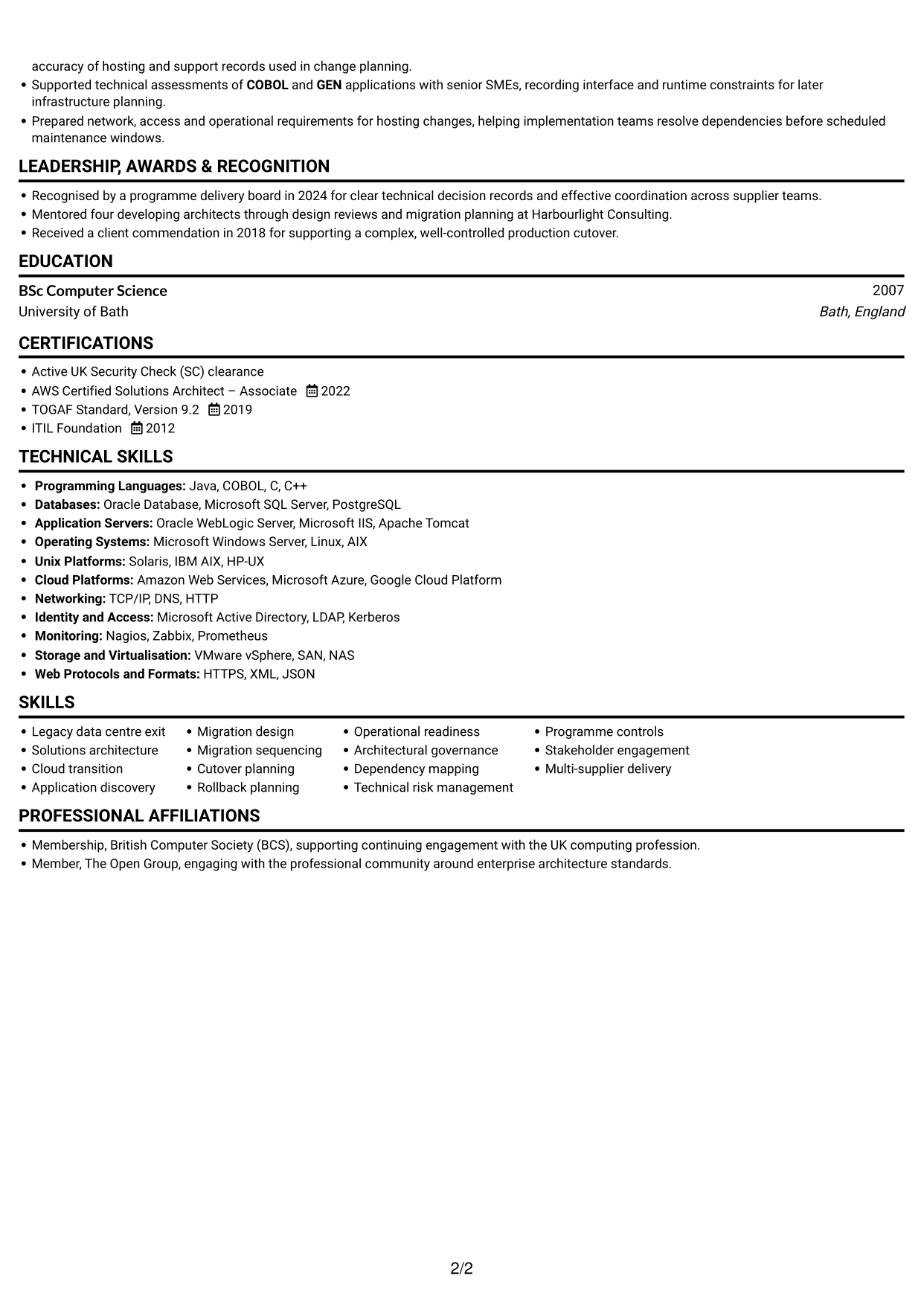 CV example — page 2