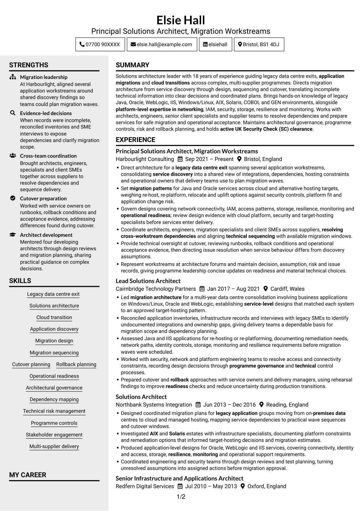 CV example — page 1