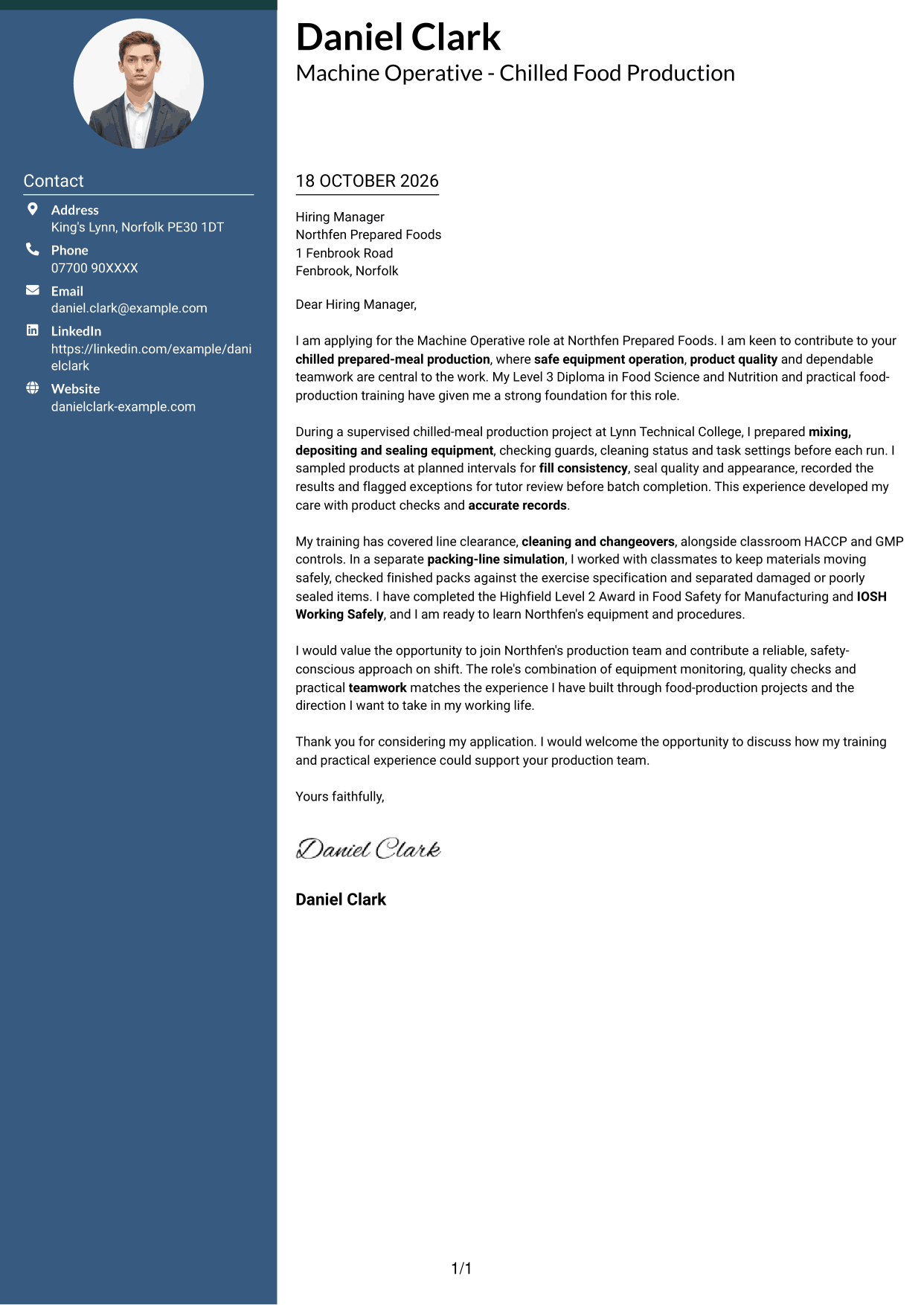Cover letter example — page 1
