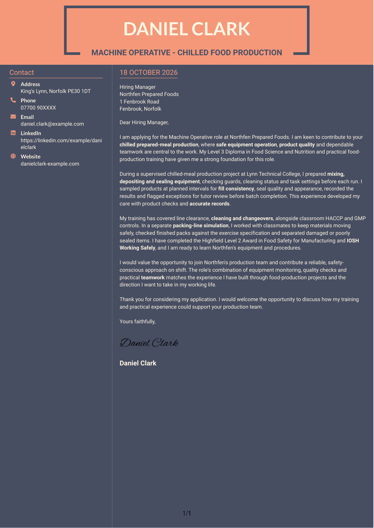 Cover letter example — page 1