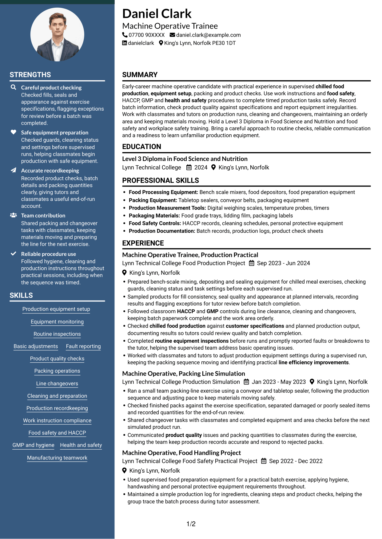 CV example — page 1