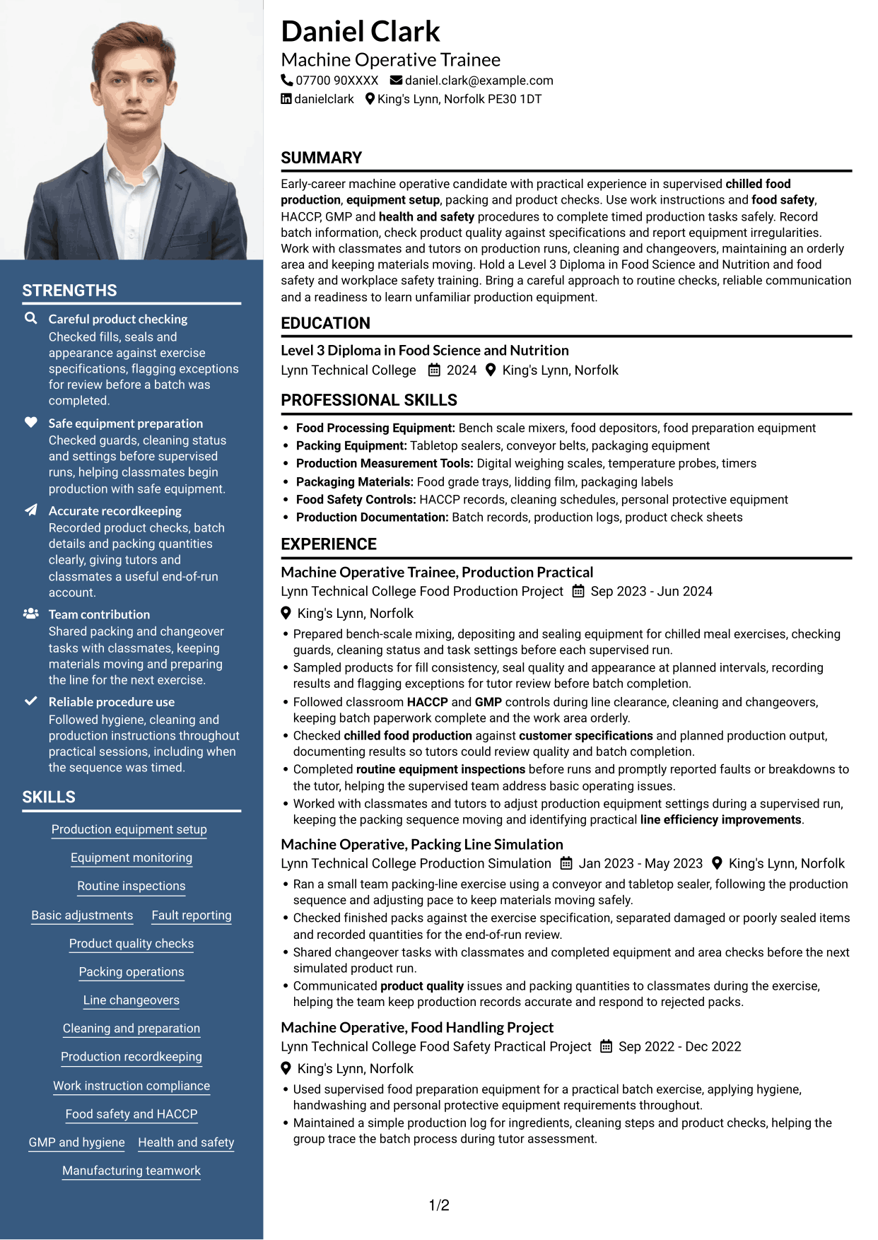 CV example — page 1