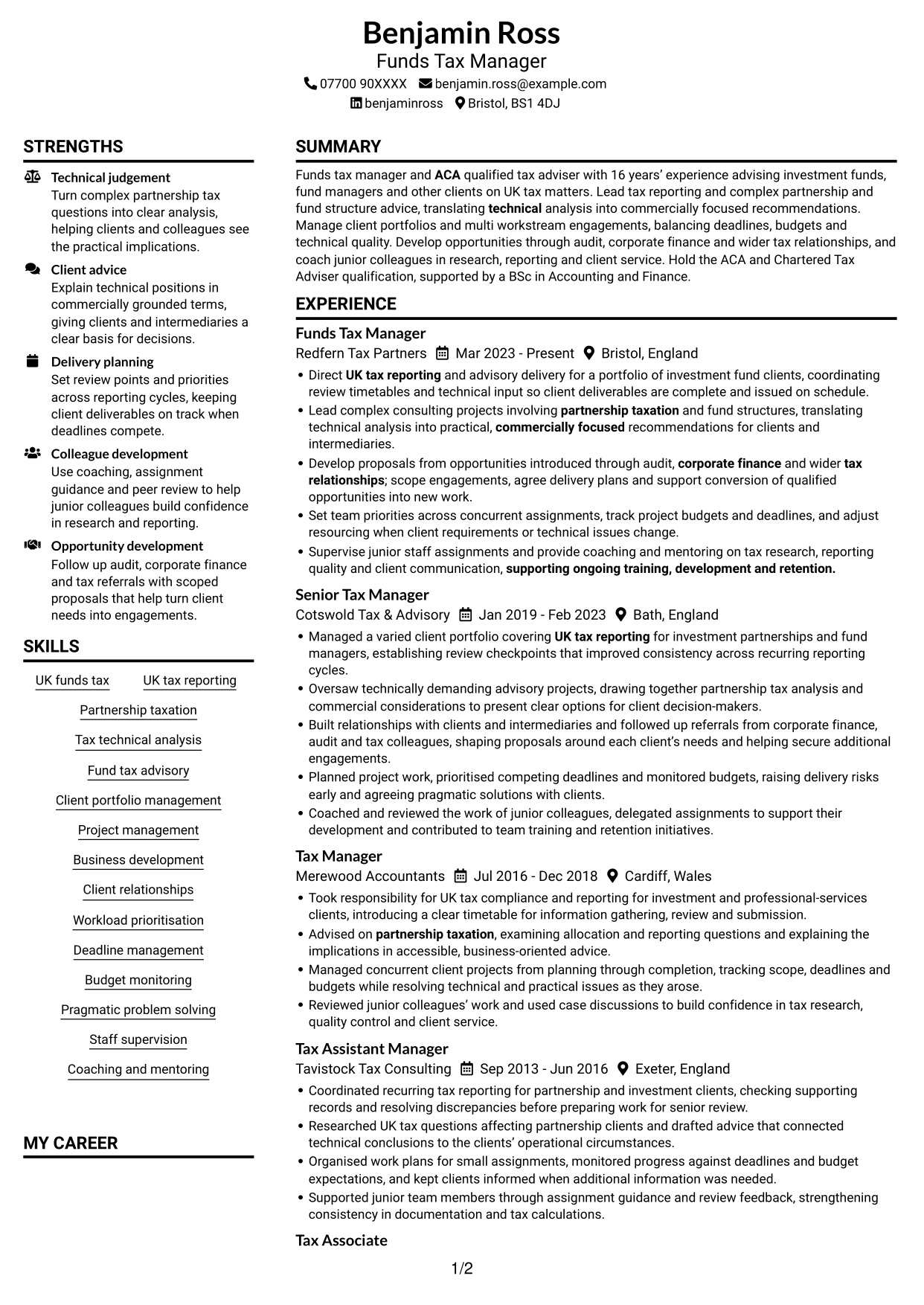 CV example — page 1