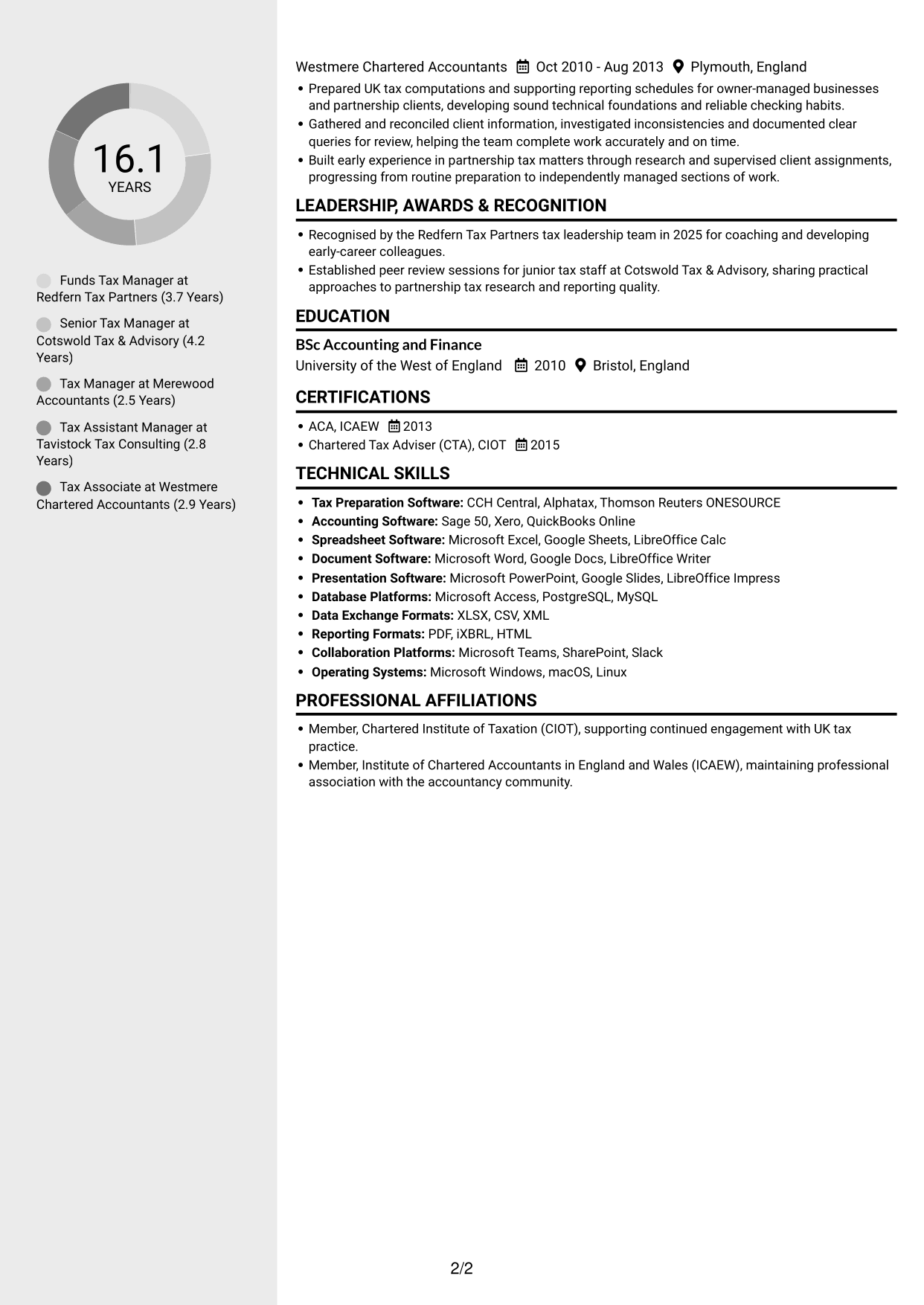 CV example — page 2