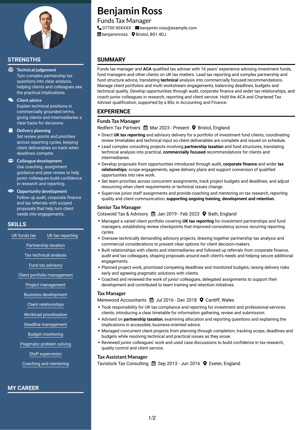CV example — page 1