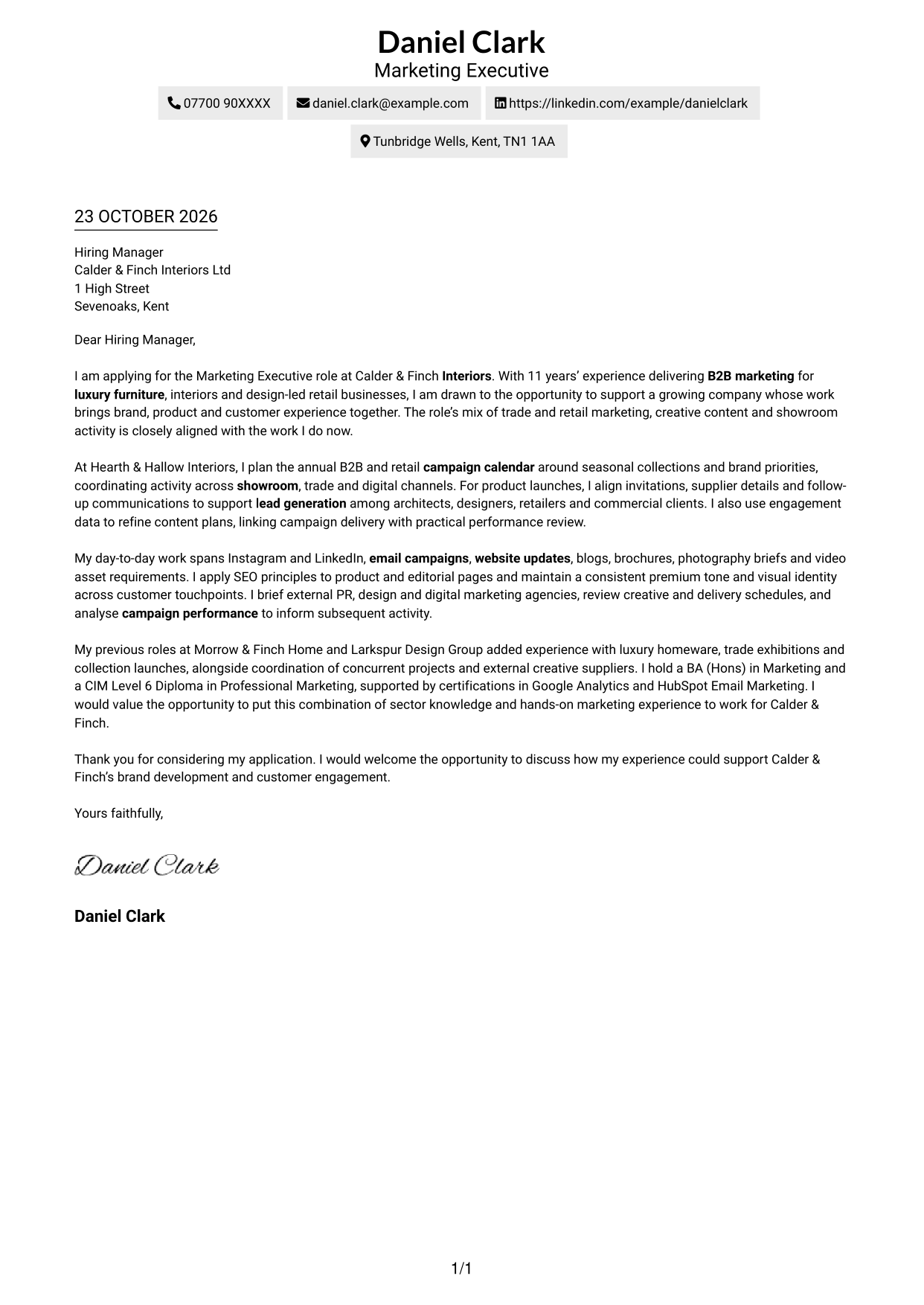 Cover letter example — page 1