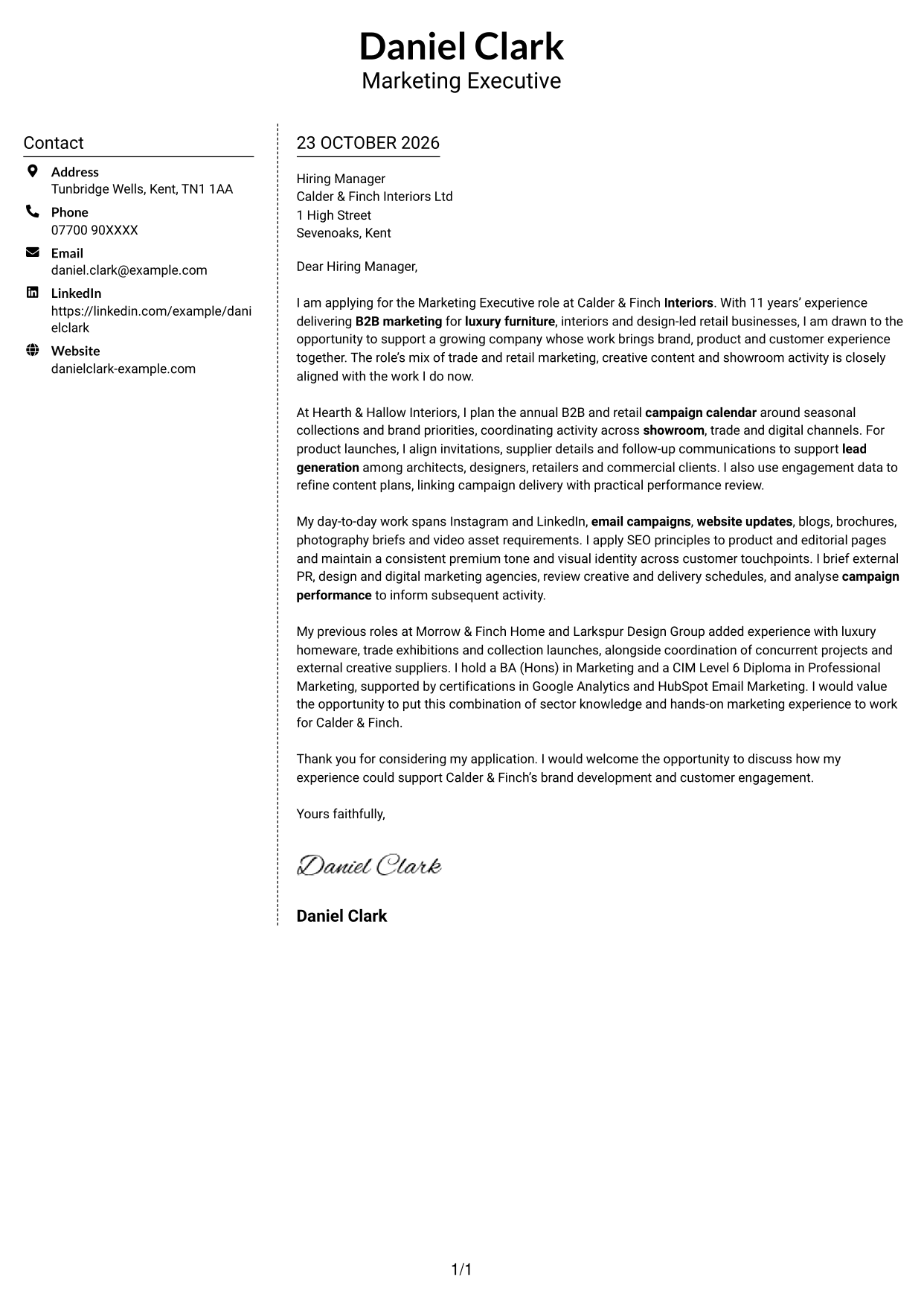 Cover letter example — page 1