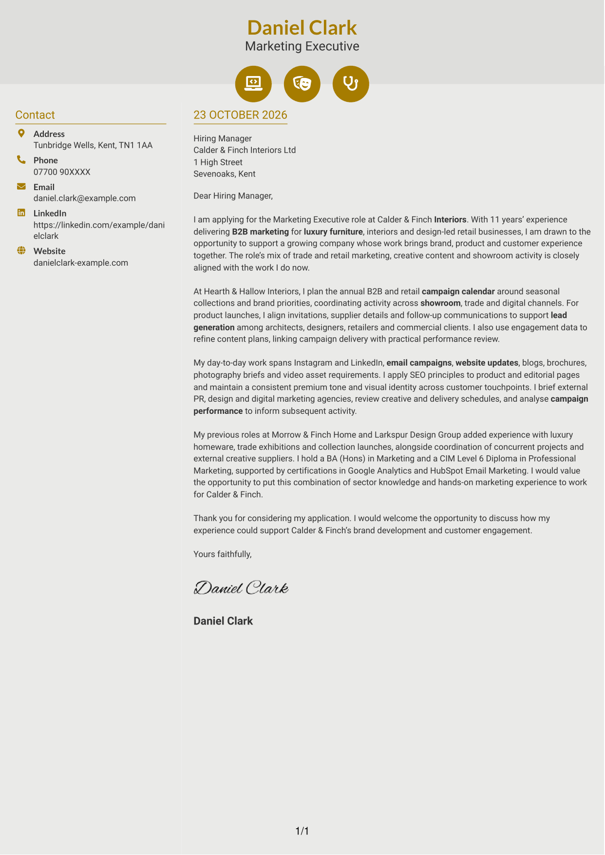 Cover letter example — page 1
