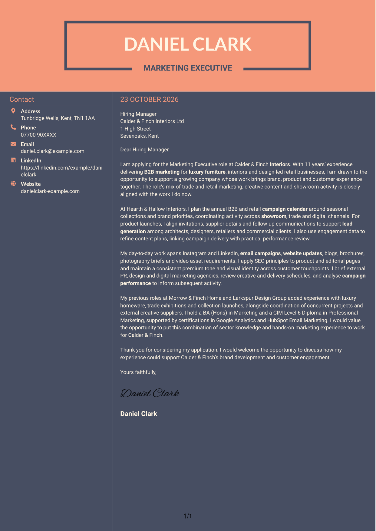 Cover letter example — page 1