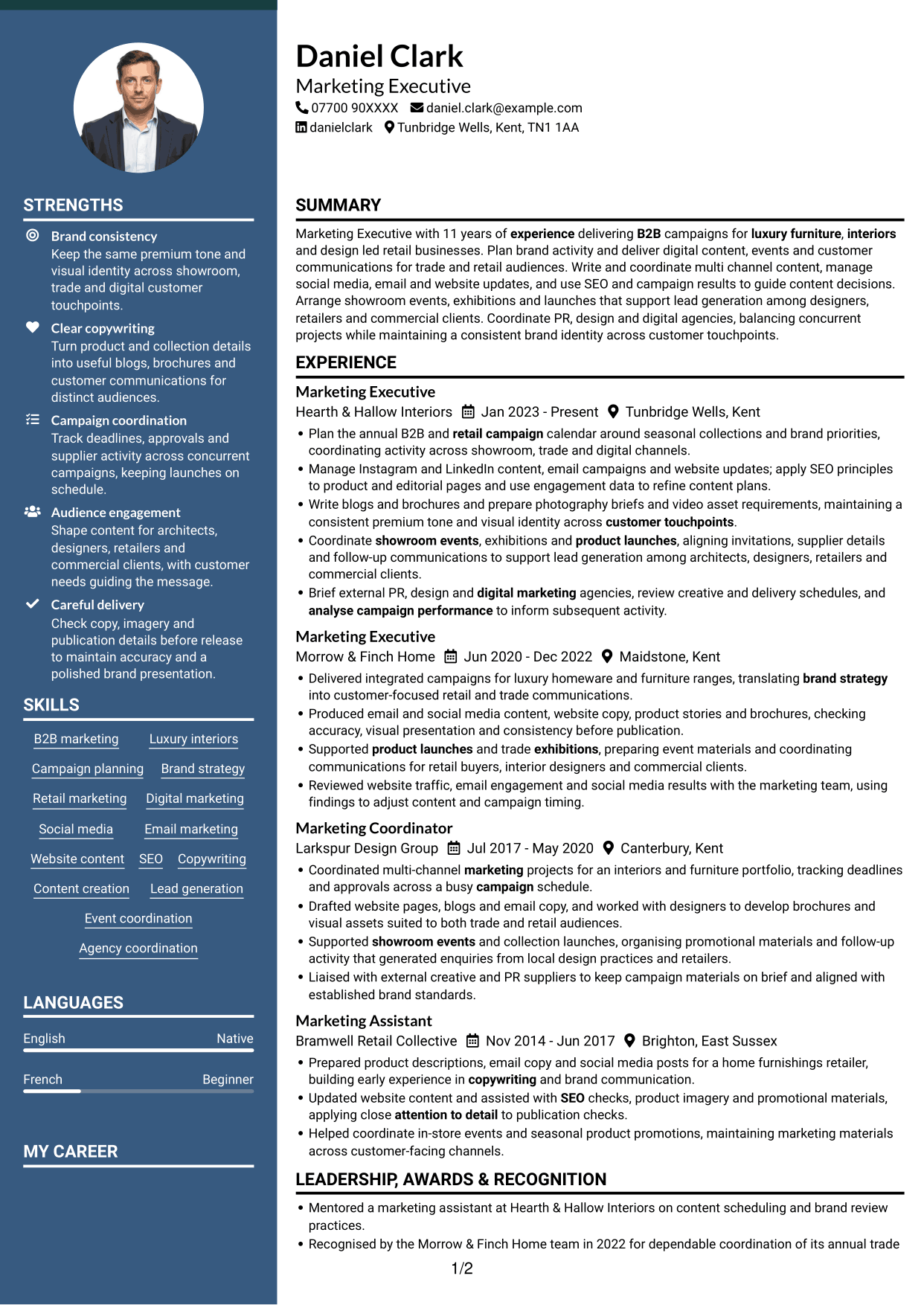 CV example — page 1