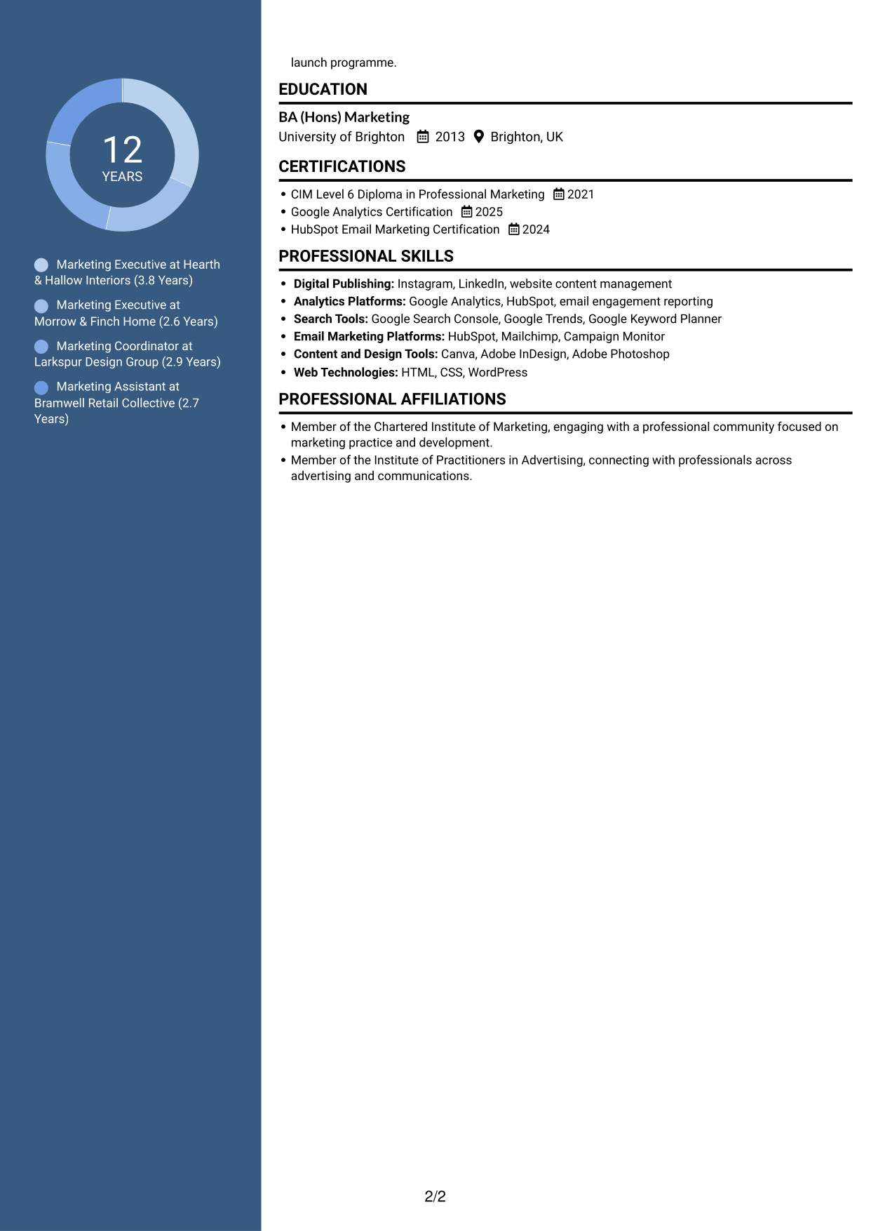 CV example — page 2