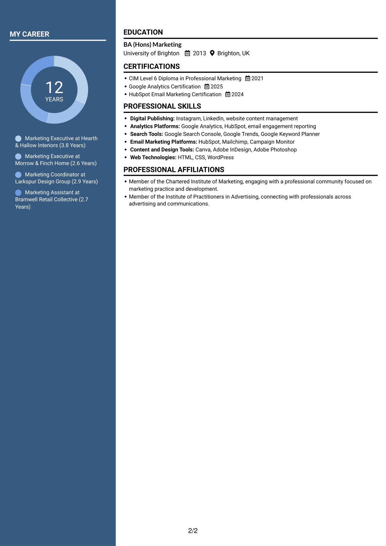 CV example — page 2