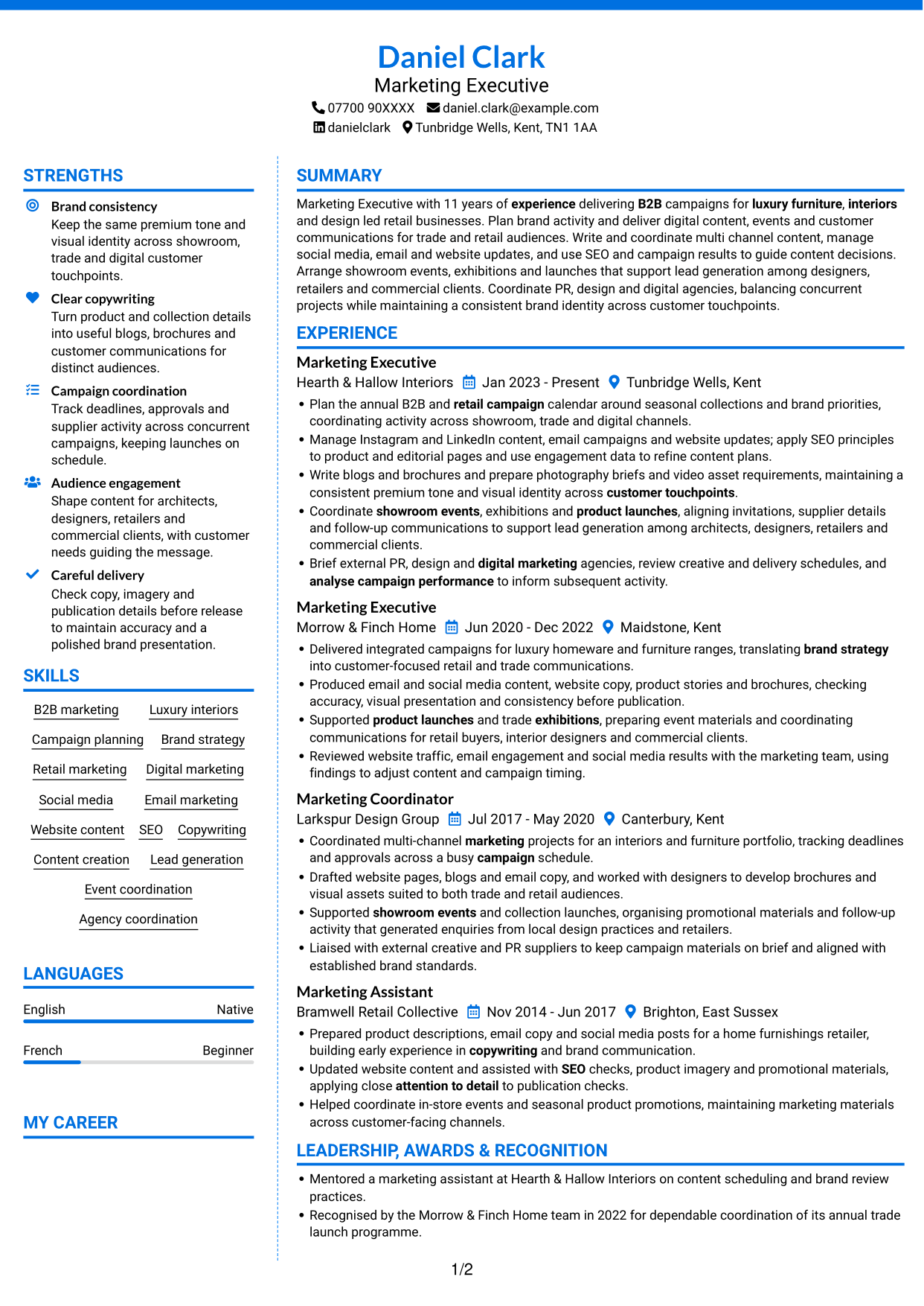 CV example — page 1