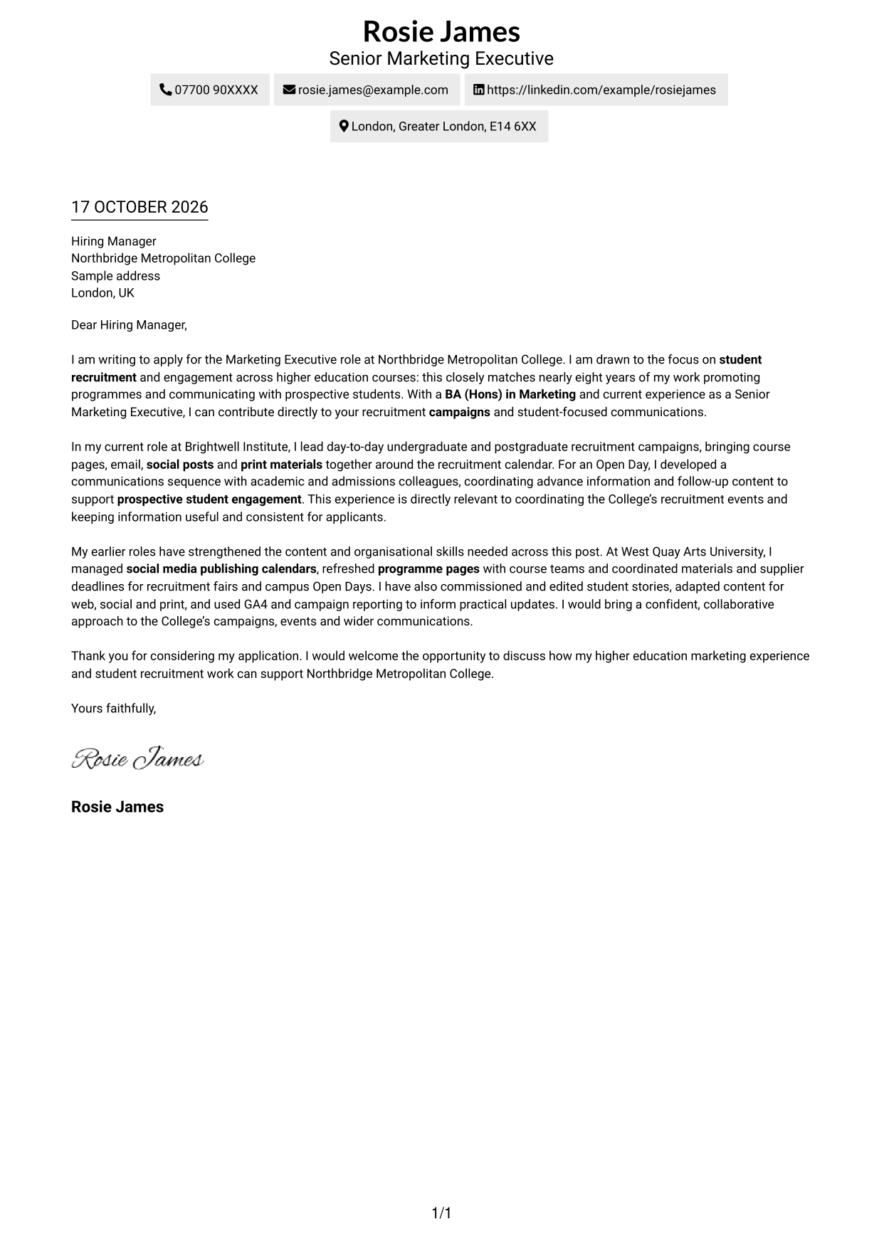 Cover letter example — page 1