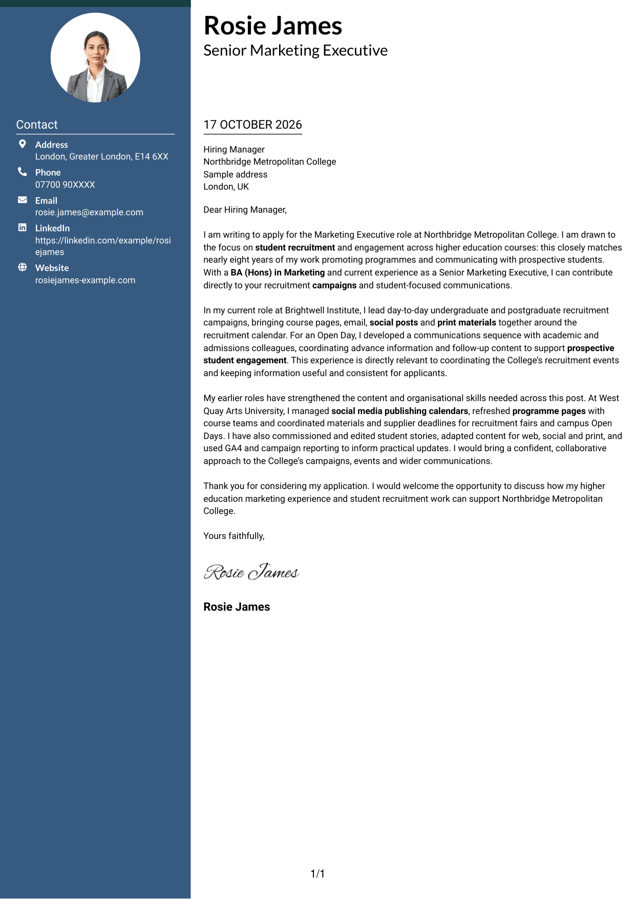Cover letter example — page 1